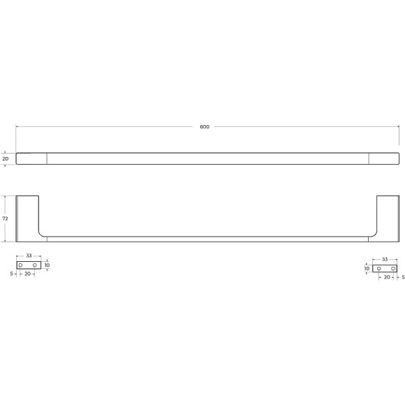 Полотенцедержатель Cezares Slider SLIDER-TH-60-NOP Черный матовый