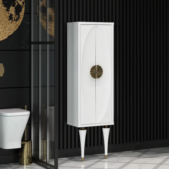 Шкаф пенал Opadiris Ибица 45 00-00007078 подвесной Белый глянцевый Золото