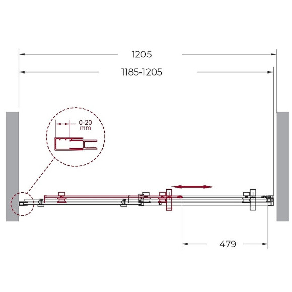 Душевая дверь BelBagno Marino 120 MARINO-BF-1-120-C-NERO профиль Черный матовый стекло прозрачное