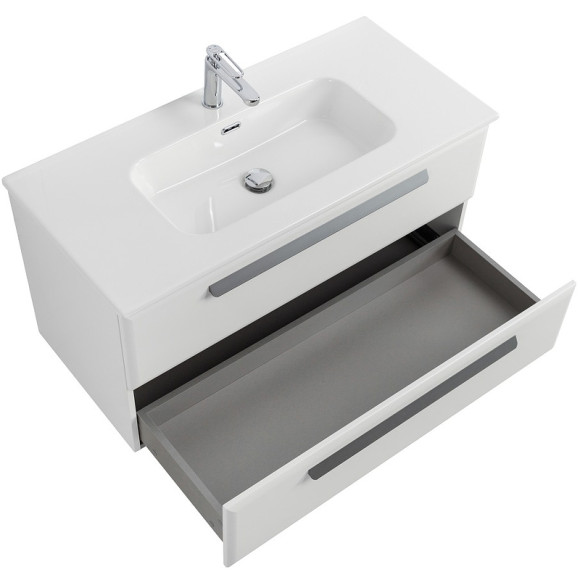 Тумба под раковину Cezares Eco-Cer-N 100 ECO-CER-N-1000-2C-SO-BL подвесная Bianco Lucido без ручек