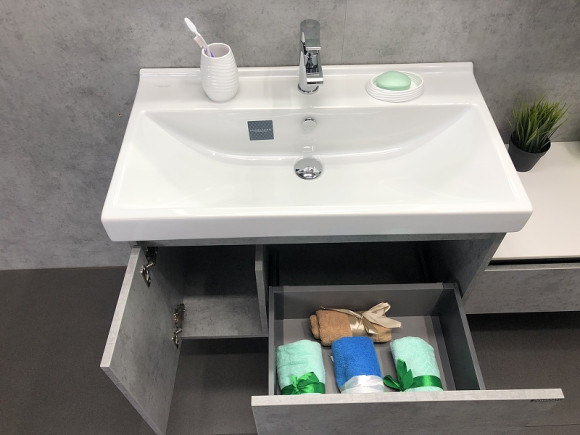 Тумба с раковиной Comforty Осло 80 00-00000836 подвесная Бетон светлый Тумба с раковиной Comforty Осло 80 00-00000836 подвесная Бетон светлый