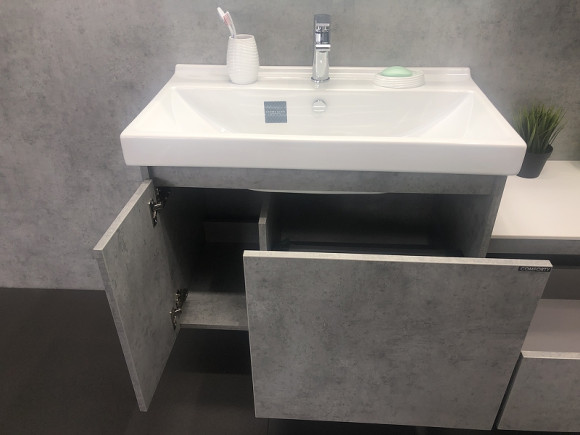 Тумба с раковиной Comforty Осло 80 00-00000836 подвесная Бетон светлый Тумба с раковиной Comforty Осло 80 00-00000836 подвесная Бетон светлый