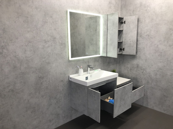 Тумба с раковиной Comforty Осло 80 00-00000836 подвесная Бетон светлый Тумба с раковиной Comforty Осло 80 00-00000836 подвесная Бетон светлый