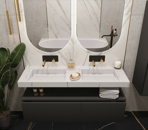 Раковина Boheme Armadi Art Flat 140 859-140-CLCT двойная Белый мрамор