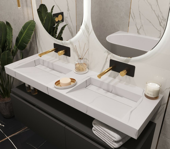 Раковина Boheme Armadi Art Flat 140 859-140-CLCT двойная Белый мрамор