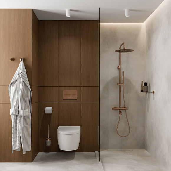 Душевая система WasserKRAFT Paar A18301 с термостатом Розовое золото