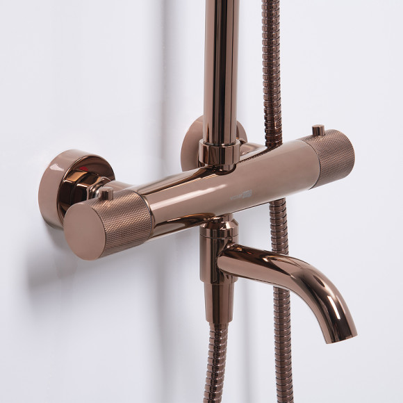 Душевая система WasserKRAFT Paar A18301 с термостатом Розовое золото