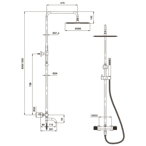 Душевая система WasserKRAFT Paar A18301 с термостатом Розовое золото