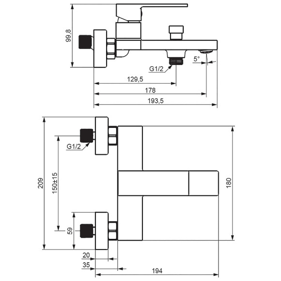 Смеситель для ванны Damixa Gala 531000000 Хром