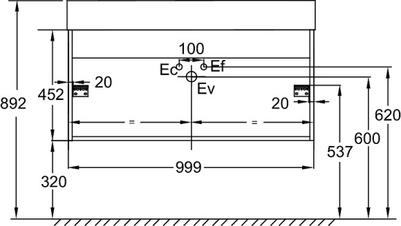 Тумба под раковину Jacob Delafon Vivienne 100 EB1585-N18-M76 подвесная Насыщенная серая матовая Белая глянцевая