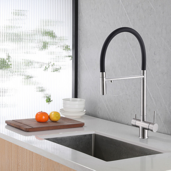 Смеситель для кухни Abber Wasser Kreis AF81141SP Сатин Черный матовый Смеситель для кухни Abber Wasser Kreis AF81141SP Сатин Черный матовый