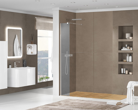 Душевая перегородка Cezares Liberta 25 LIBERTA-L-1-25-GR-Cr профиль Хром стекло серое