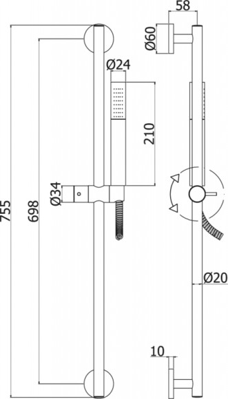 Душевой гарнитур Paffoni Life ZSAL135ST Сталь