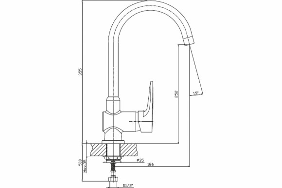 Смеситель для кухни GranFest 3023 Серый Смеситель для кухни GranFest 3023 Серый