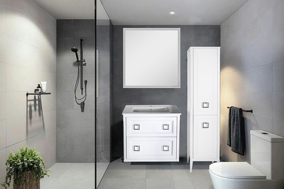 Тумба под раковину ASB-Woodline Рома 80П 10856 подвесная Белая Тумба под раковину ASB-Woodline Рома 80П 10856 подвесная Белая