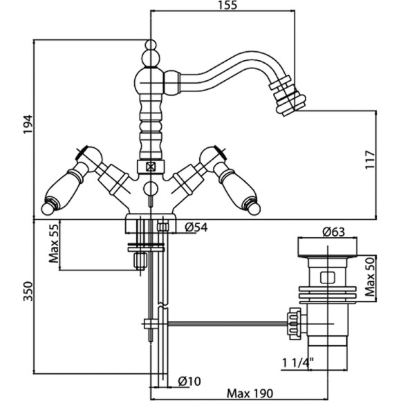 Смеситель для биде Cezares First-BS2-01-Bi Хром
