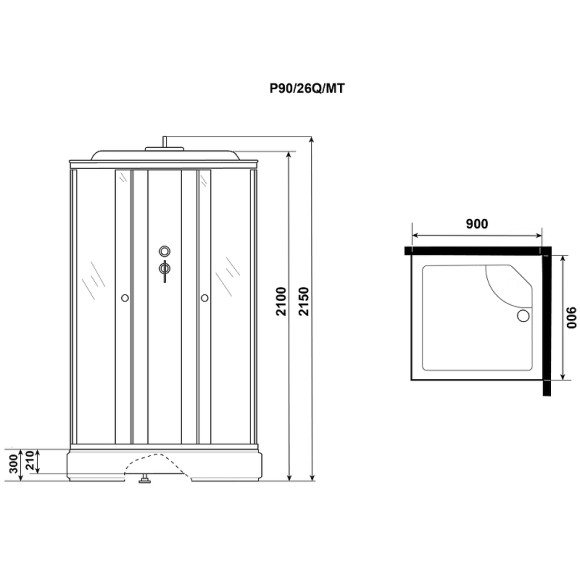 Душевая кабина Niagara Promo 90x90 P90/26Q/MT без гидромассажа Душевая кабина Niagara Promo 90x90 P90/26Q/MT без гидромассажа
