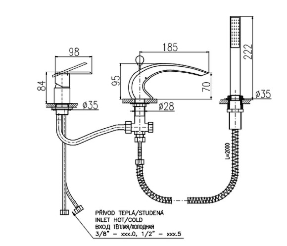 Смеситель на борт ванны Rav Slezak Loira LR572.5S Хром