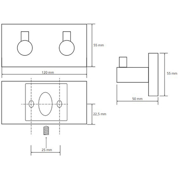 Двойной крючок Bemeta Beta 132405202 Хром Двойной крючок Bemeta Beta 132405202 Хром