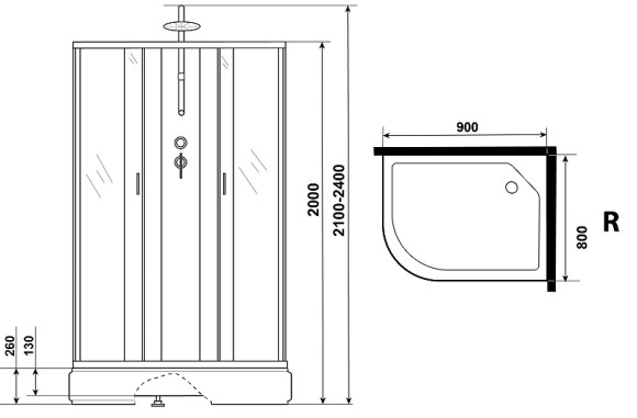 Душевая кабина Niagara Classic 90х80 R NG-33984-14RBKTG с гидромассажем
