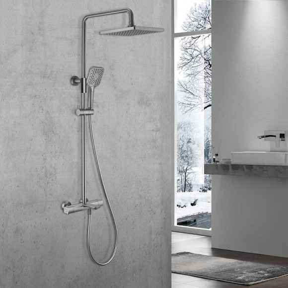 Душевая система Vincea Next VSFS-1N1TGM с термостатом Вороненая сталь