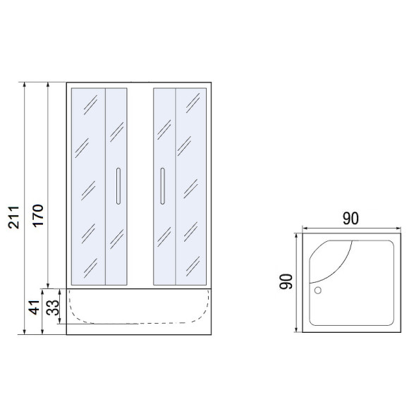 Душевой уголок River Morava 90x90 MT 10000011746 с поддоном