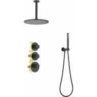 Душевая система Timo Saona SX-2399/03SM с термостатом Черная матовая