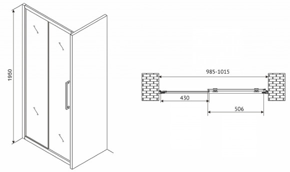 Душевая дверь Abber Schwarzer Diamant 100 AG30100H профиль Хром стекло прозрачное Душевая дверь Abber Schwarzer Diamant 100 AG30100H профиль Хром стекло прозрачное