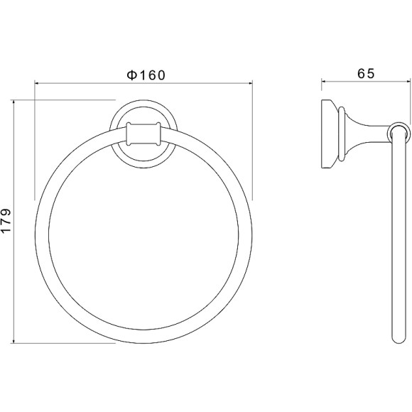 Кольцо для полотенец Aquatek Классик AQ4512MB Черное матовое