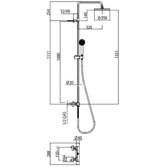 Душевая система Bossini Elios L10172.073 Черная матовая Душевая система Bossini Elios L10172.073 Черная матовая