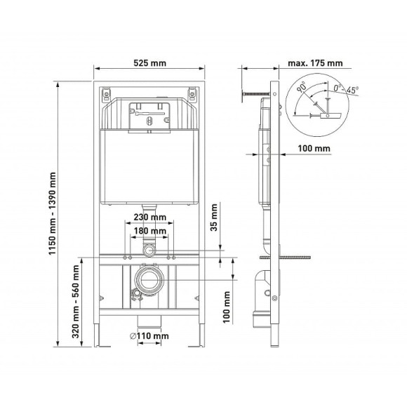 Комплект унитаза с инсталляцией Berges Novum Rimless 043268 с сиденьем Микролифт и Черной клавишей смыва Комплект унитаза с инсталляцией Berges Novum Rimless 043268 с сиденьем Микролифт и Черной клавишей смыва