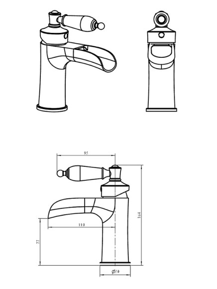 Смеситель для раковины Boheme Vogue 201-SW Бронза Смеситель для раковины Boheme Vogue 201-SW Бронза