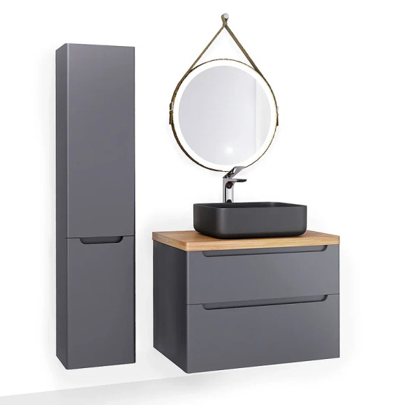 Тумба под раковину Jorno Wood 80 wood.01.80/P/GR подвесная Серая Тумба под раковину Jorno Wood 80 wood.01.80/P/GR подвесная Серая
