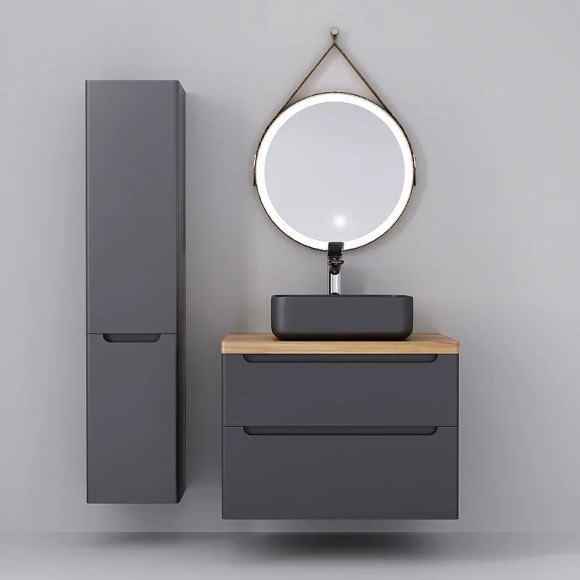 Тумба под раковину Jorno Wood 80 wood.01.80/P/GR подвесная Серая Тумба под раковину Jorno Wood 80 wood.01.80/P/GR подвесная Серая