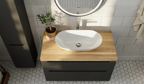 Тумба под раковину Jorno Wood 80 wood.01.80/P/GR подвесная Серая Тумба под раковину Jorno Wood 80 wood.01.80/P/GR подвесная Серая