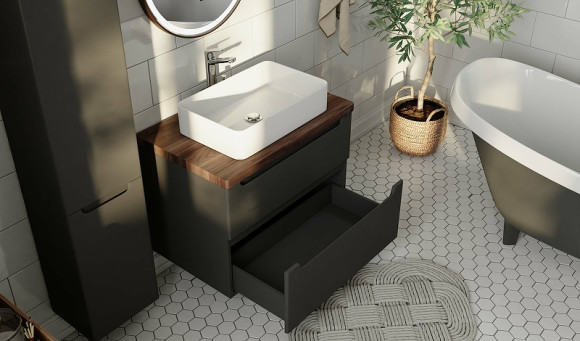 Тумба под раковину Jorno Wood 80 wood.01.80/P/GR подвесная Серая Тумба под раковину Jorno Wood 80 wood.01.80/P/GR подвесная Серая