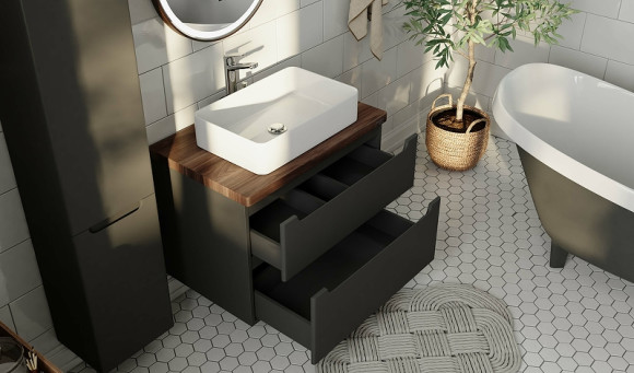 Тумба под раковину Jorno Wood 80 wood.01.80/P/GR подвесная Серая Тумба под раковину Jorno Wood 80 wood.01.80/P/GR подвесная Серая