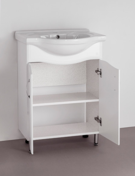 Тумба под раковину Style Line Эко Волна 9 Байкал 60 Белый глянец