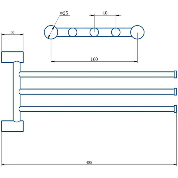 Полотенцедержатель Haiba HB8413 поворотный Хром