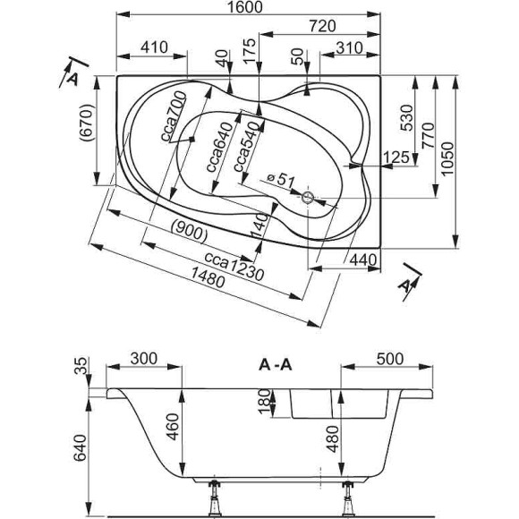 Акриловая ванна Vagnerplast Melite 160x105 R VPBA163MEL3PX-04 без гидромассажа