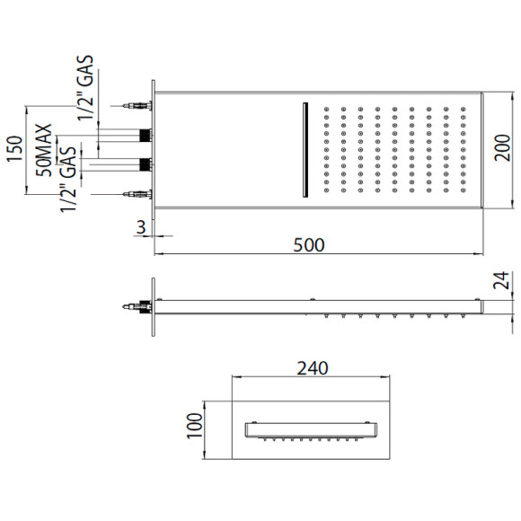 Верхний душ Bossini Manhattan I00570.073 Черный матовый Верхний душ Bossini Manhattan I00570.073 Черный матовый