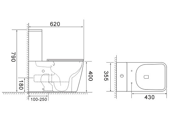 Унитаз-компакт напольный с бачком и сиденьем микролифт Aquatek Optima Plus Square AQ4451-00 безободковый