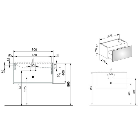 Тумба под раковину Keuco Plan 80 32961300000 подвесная Белая