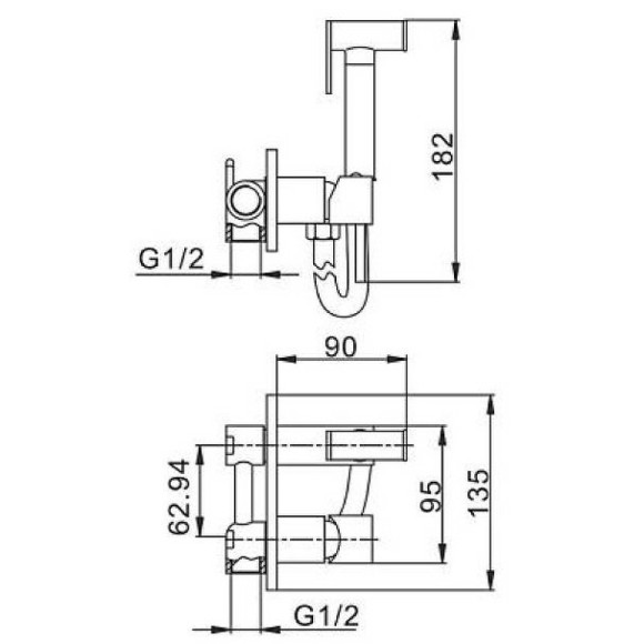 Гигиенический душ со смесителем Haiba HB5515-7 Черный матовый
