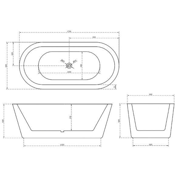 Акриловая ванна Abber 170х80 AB9345-1.7 без гидромассажа Акриловая ванна Abber 170х80 AB9345-1.7 без гидромассажа