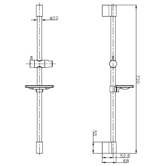 Душевая штанга AQUAme AQM8203B Черная