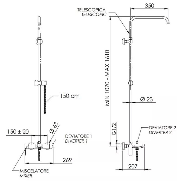 Душевая система Remer Energy EY34ASSDNO Черная матовая Душевая система Remer Energy EY34ASSDNO Черная матовая