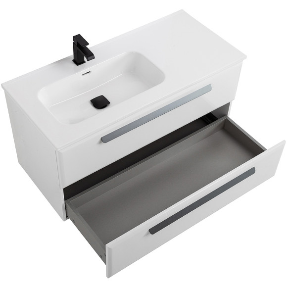 Тумба под раковину Cezares Eco-Cer-N 100 L ECO-CER-N-1000-2C-SO-BL-L подвесная Bianco Lucido без ручек