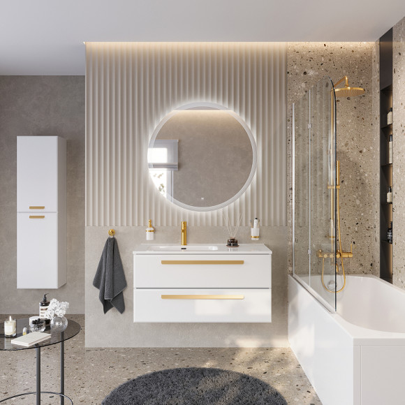 Тумба под раковину Cezares Eco-Cer-N 100 L ECO-CER-N-1000-2C-SO-BL-L подвесная Bianco Lucido без ручек