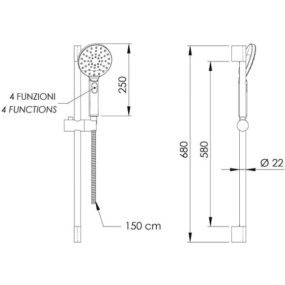 Душевой гарнитур Remer 315L318MP Хром Душевой гарнитур Remer 315L318MP Хром
